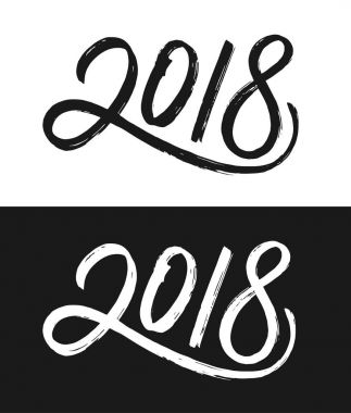 Yeni yıl 2018 tebrik kartı siyah beyaz