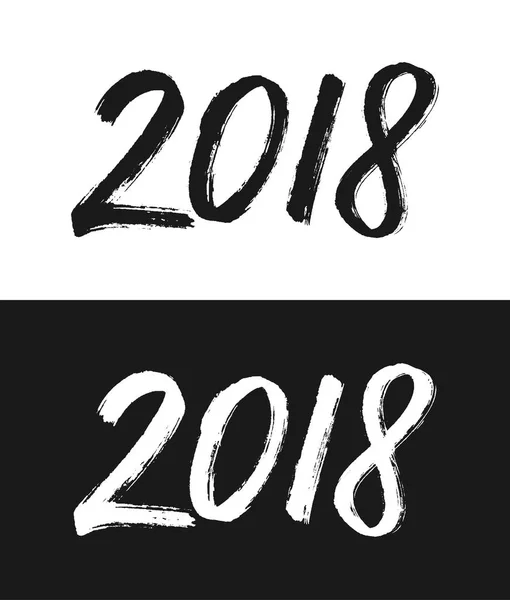 New Year 2018 greeting card in black and white — Stock Vector