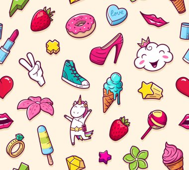 Kız gibi karalamalar ile grafiti seamless modeli