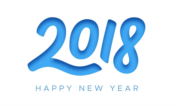 Feliz Año Nuevo 2018 tarjeta de felicitación con corte de papel — Vector de stock