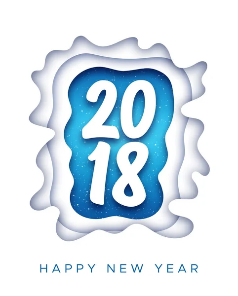 Feliz Año Nuevo 2018 tarjeta de felicitación con corte de papel — Vector de stock