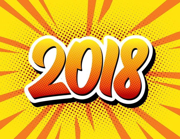 Mutlu yeni yıl 2018 pop art comic stili poster — Stok Vektör