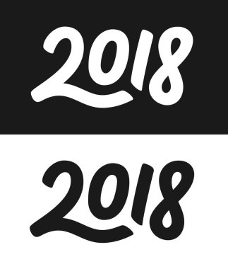 Yeni yıl 2018 tebrik kartı siyah beyaz