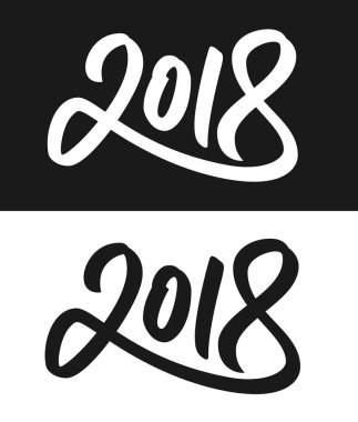 Yeni yıl 2018 tebrik kartı siyah beyaz
