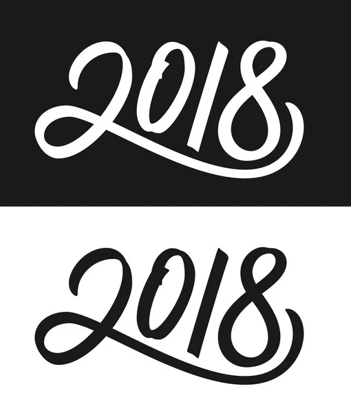 Carte de voeux Nouvel An 2018 en noir et blanc — Image vectorielle