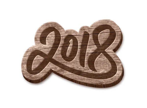 Frohes neues Jahr 2018 Holzabzeichen. Vektorelement — Stockvektor