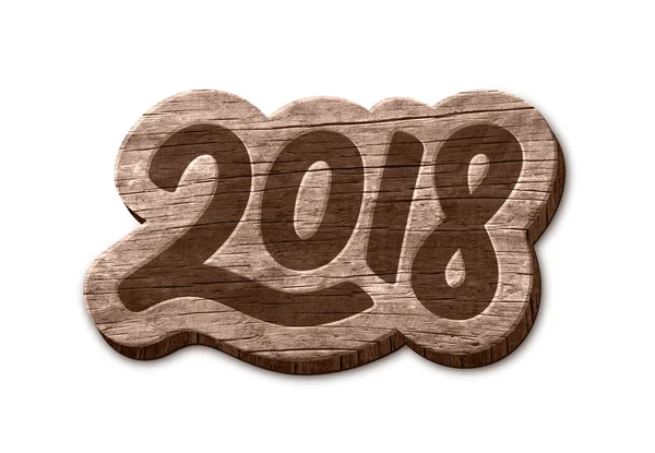 З Новим 2018 роком дерев'яний значок. Векторний елемент — стоковий вектор