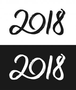 Yeni yıl 2018 tebrik kartı siyah beyaz