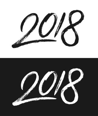 Yeni yıl 2018 tebrik kartı siyah beyaz