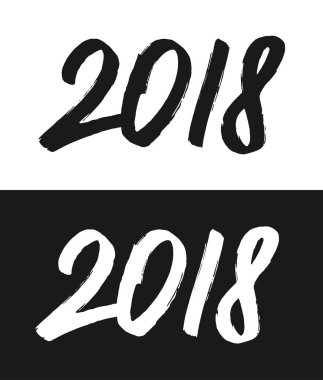 Yeni yıl 2018 tebrik kartı siyah beyaz