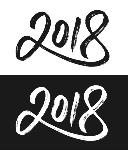 Tarjeta de felicitación de Año Nuevo 2018 en blanco y negro — Vector de stock