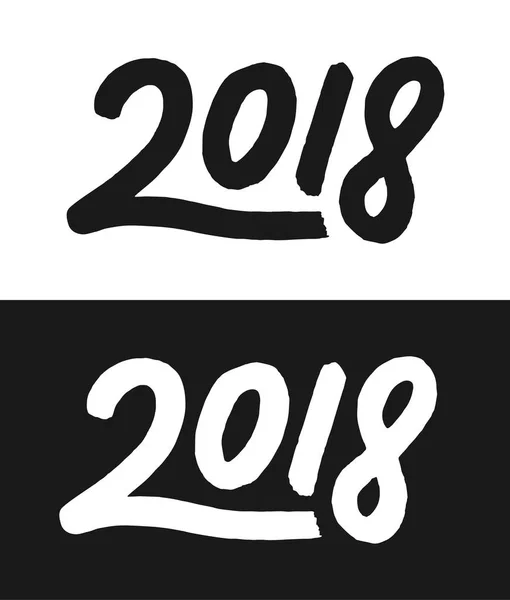 New Year 2018 wenskaart in zwart-wit — Stockvector