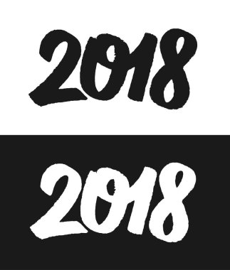 Yeni yıl 2018 tebrik kartı siyah beyaz