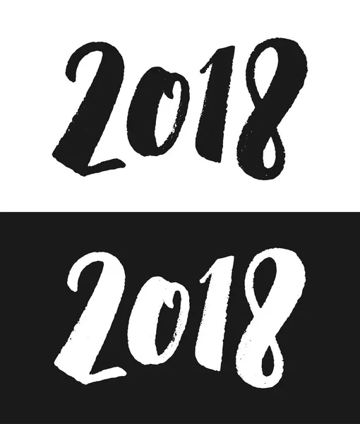 Biglietto di auguri per il nuovo anno 2018 in bianco e nero — Vettoriale Stock