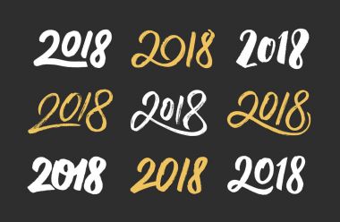 Yeni yıl 2018 elle çizilmiş sayılar kümesi