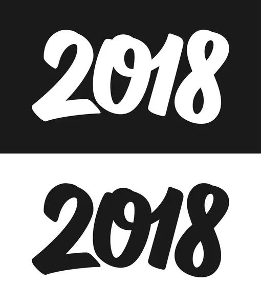 Nowy Rok 2018 z życzeniami w czerni i bieli — Wektor stockowy