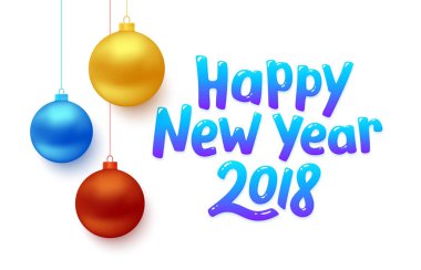 Mutlu yeni yıl 2018 vektör arka plan topları ile