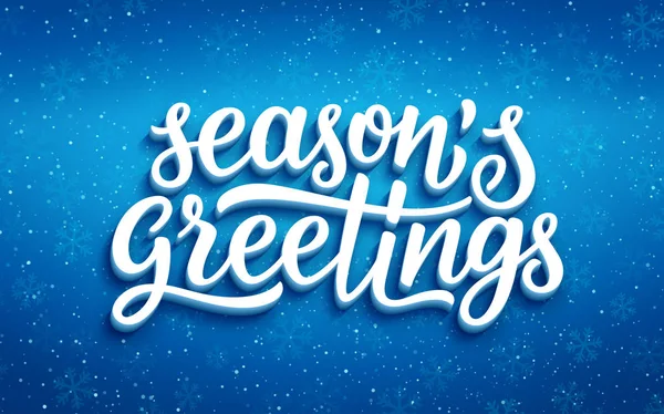 Seasons greetings lettering on blue background — Stock Vector