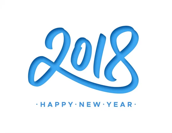 Feliz Año Nuevo 2018 tarjeta de felicitación con corte de papel — Vector de stock