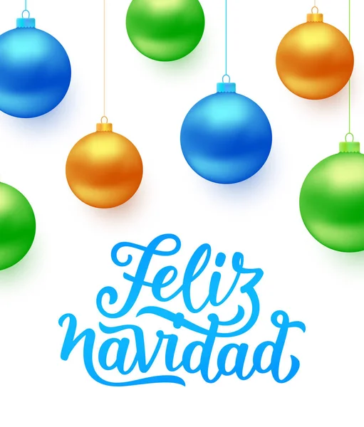 Feliz Navidad картку з новорічні кулі кольору — стоковий вектор