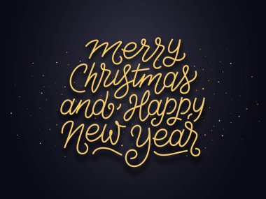 Neşeli Noel ve mutlu yeni yıl sanat metin satır