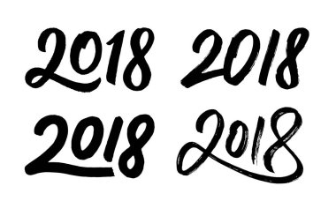 Yeni yıl 2018 elle çizilmiş sayılar kümesi