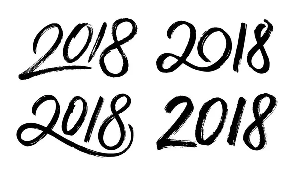 Nowy Rok 2018 ręcznie rysowane numery zestaw — Wektor stockowy