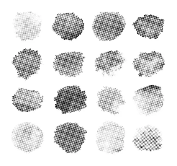 Set de pinceles vectoriales de sello de medio tono. Elementos de diseño — Archivo Imágenes Vectoriales