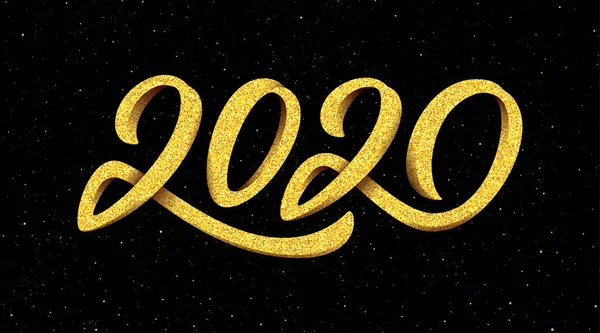Tarjeta de felicitación Año Nuevo 2020 con caligrafía — Archivo Imágenes Vectoriales