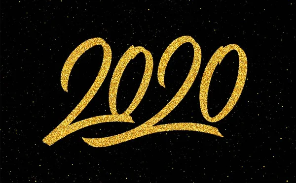Novoroční přání 2020 s kaligrafií — Stockový vektor
