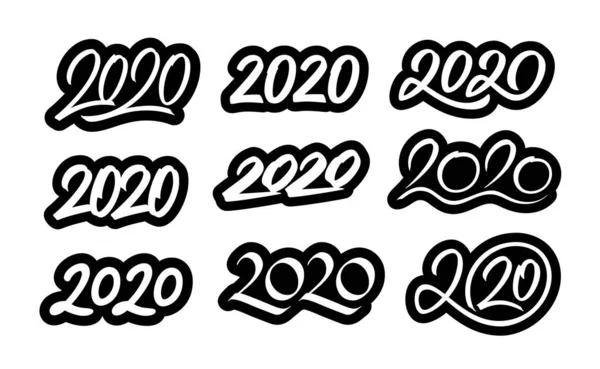 Reeks kalligrafische nummers van het nieuwe jaar 2020 — Stockvector