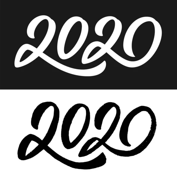 Набор каллиграфических номеров на Новый 2020 год — стоковый вектор