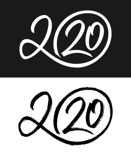Sada kaligrafických čísel pro rok 2020 — Stockový vektor