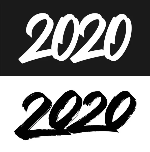 Set di numeri calligrafici di Capodanno 2020 — Vettoriale Stock