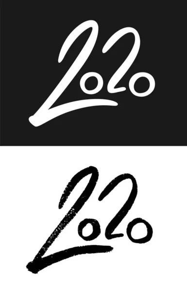 Sada kaligrafických čísel pro rok 2020 — Stockový vektor