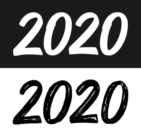 Ano Novo 2020 conjunto de números caligráficos —  Vetores de Stock