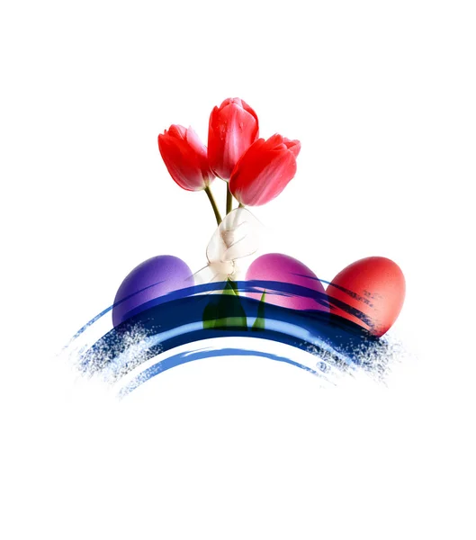 Lente tulpen en Easter egg — Stockfoto