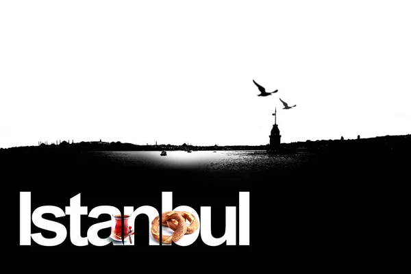 Svart istanbul och bagel och te — Stockfoto
