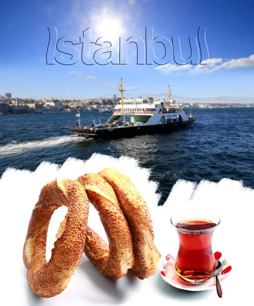 Isztambul, bagel és tea — Stock Fotó