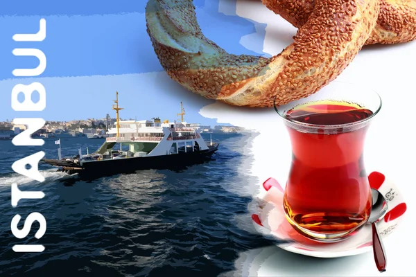 Φρέσκο κουλούρι τουρκική και τσάι — Φωτογραφία Αρχείου
