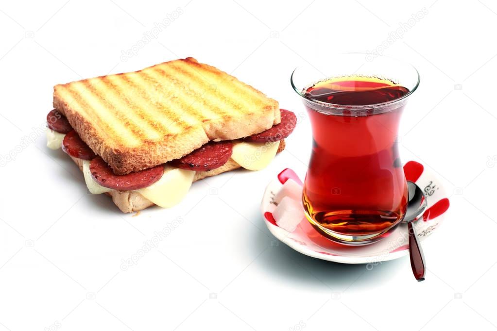 toast with turkish tea 