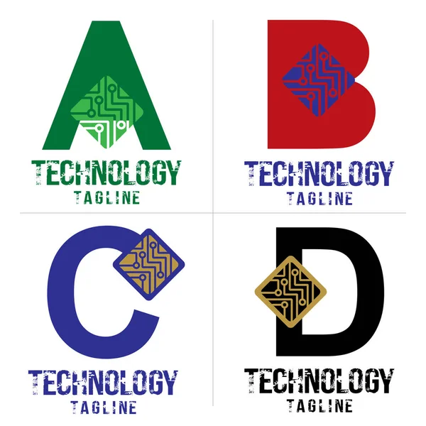 Dopis Abcd Logo Technologie Designu Vektor — Stockový vektor