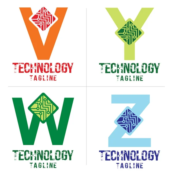 Dopis Vywz Logo Technologie Designu Vektor — Stockový vektor