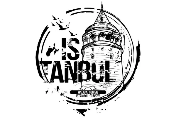 Galata Kulesi. Istanbul, Türkiye şehir tasarım. — Stok Vektör