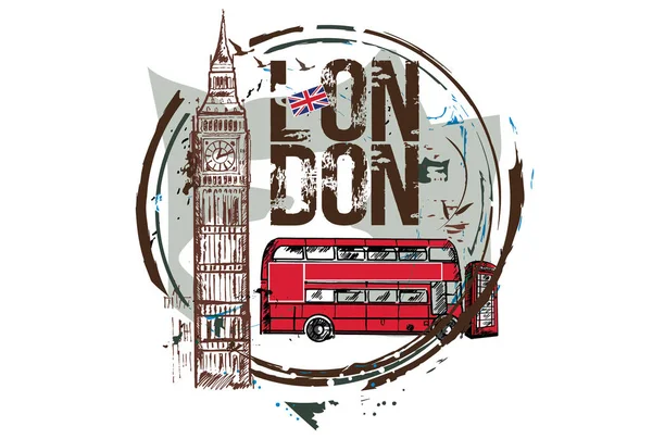 ロンドンのバス、ビッグ ・ ベン。ロンドン、イングランド. — ストックベクタ