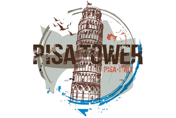 Pisa Tower. Toscana, Italien city design. — Stock vektor