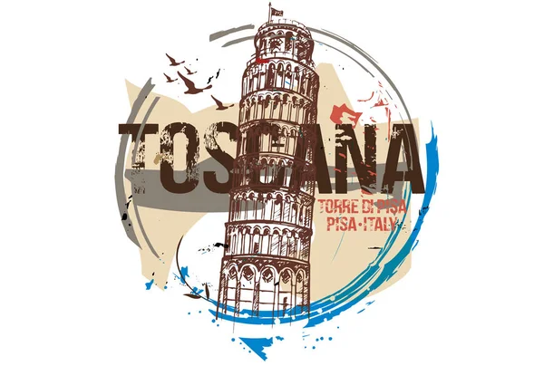 ピサの塔。トスカーナ、イタリア都市デザイン — ストックベクタ