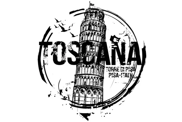 Pisa Tower. Toscana, Italien city design. — Stock vektor