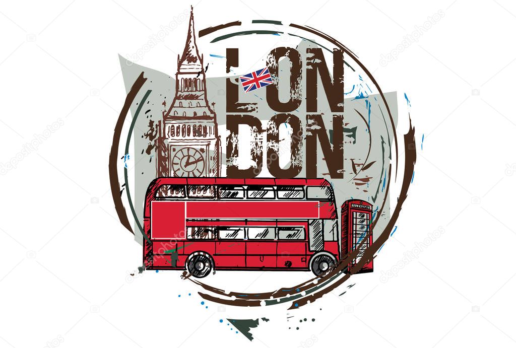 London bus, Big ben. London, England.