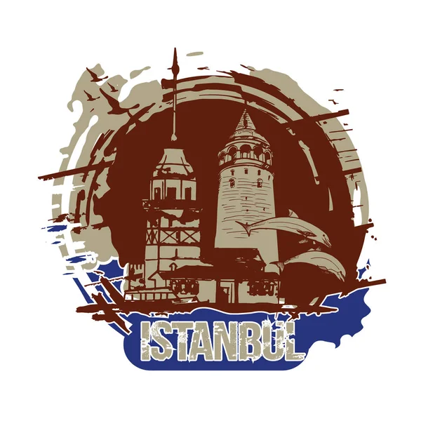 Istanbul, Turkiets stadsplanering. Handritad illustration. — Stock vektor